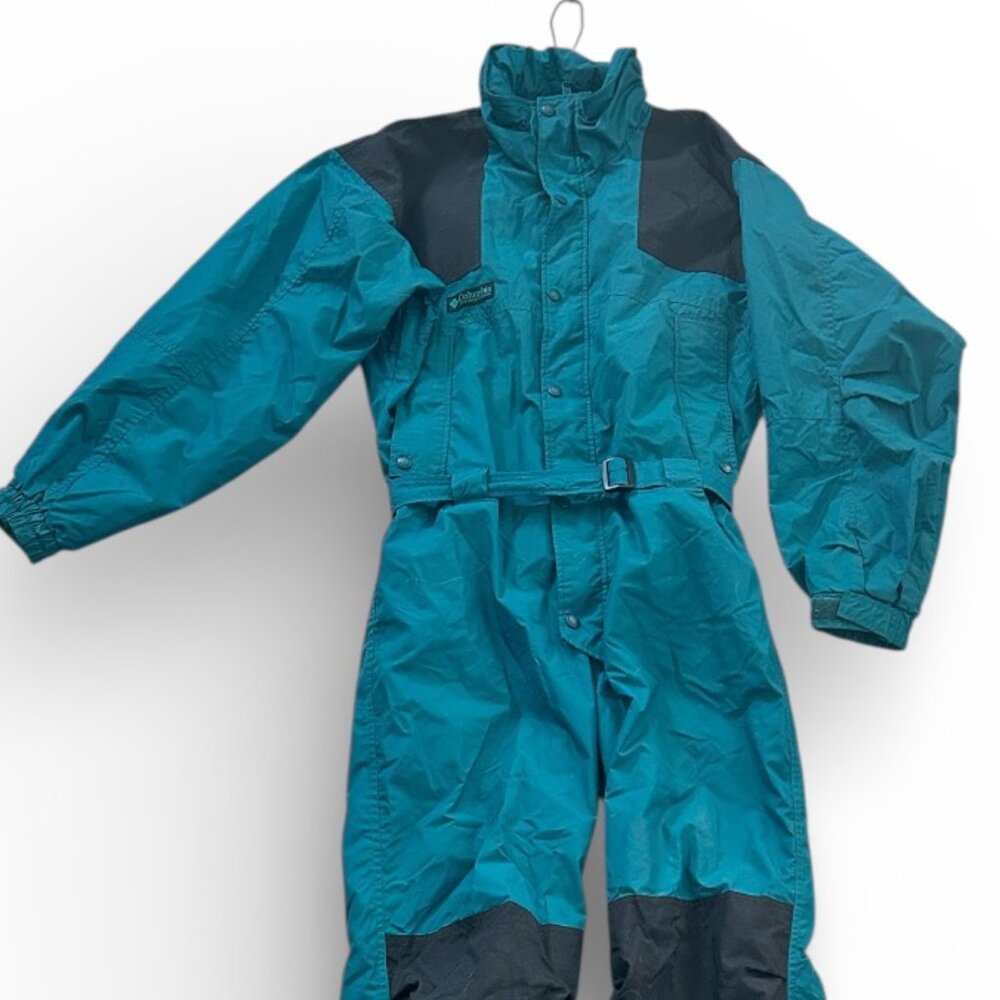 Columbia Men’s Turquoise One Piece Snowsuit Sz‎ M Fleece Lined Vintage Ski Suit - Picture 2 of 13